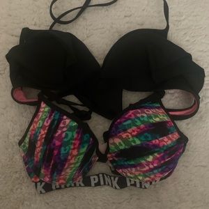 PINK bathing suit top and bra.
